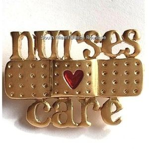 Gold Nurses Care Nursing Pin Brooch RN LPN CNA
